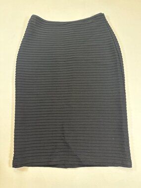Tadashi Shoji Black Ribbed pintuck Pencil Skirt Small Back Zipper (KK399)